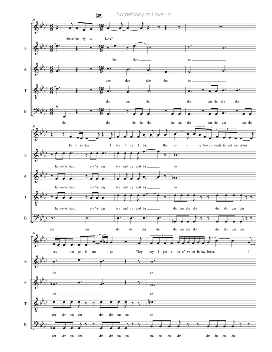 Somebody To Love 4-Part scores gallery preview page 4