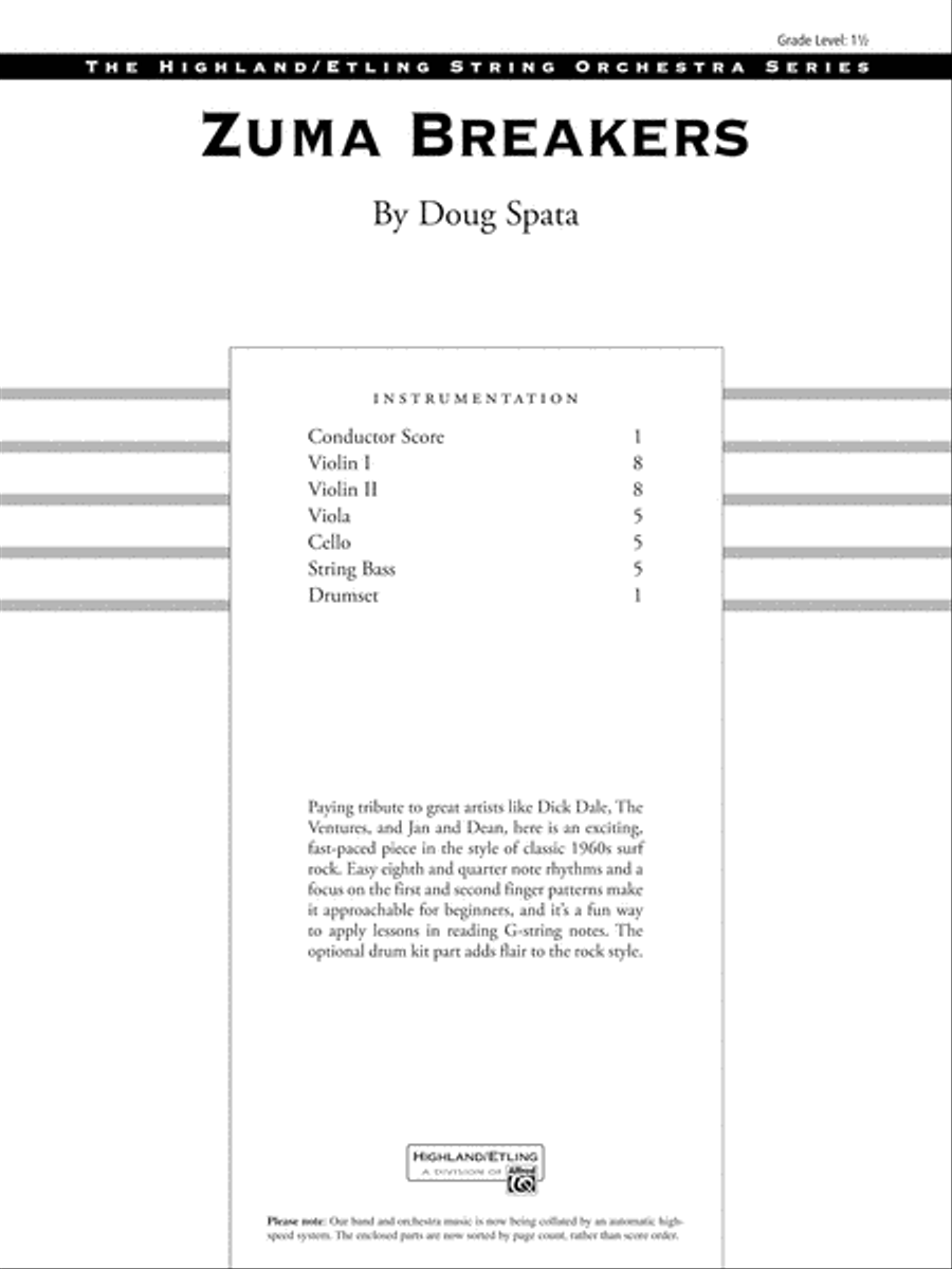 Zuma Breakers: Score Zuma Breakers: Score String Orchestra scores gallery preview page 1