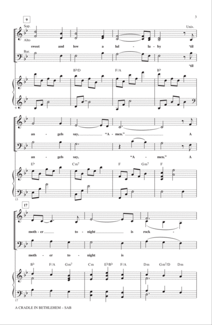 A Cradle In Bethlehem 3-Part scores gallery preview page 2