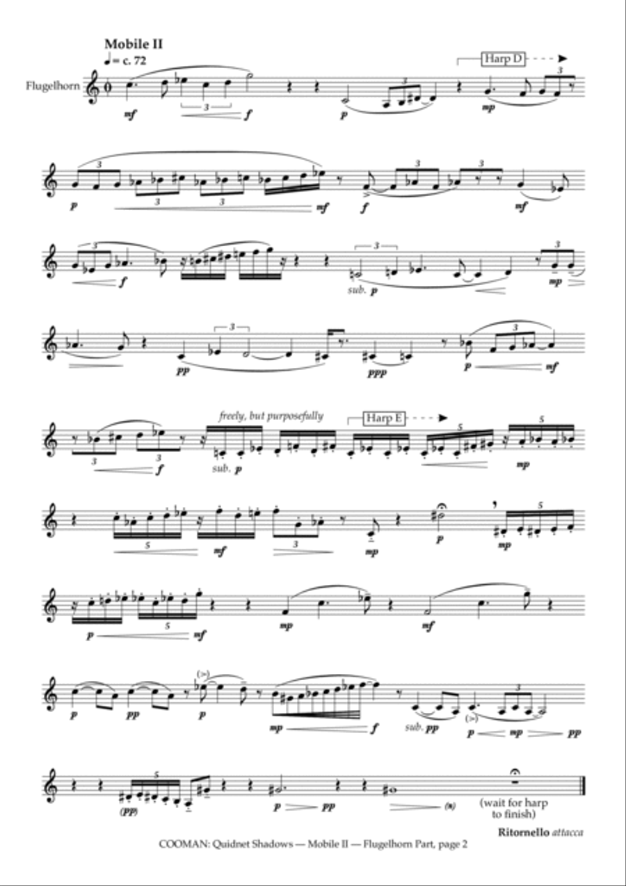 Carson Cooman - Quidnet Shadows (2009) for flugelhorn and harp Flugelhorn scores gallery preview page 5