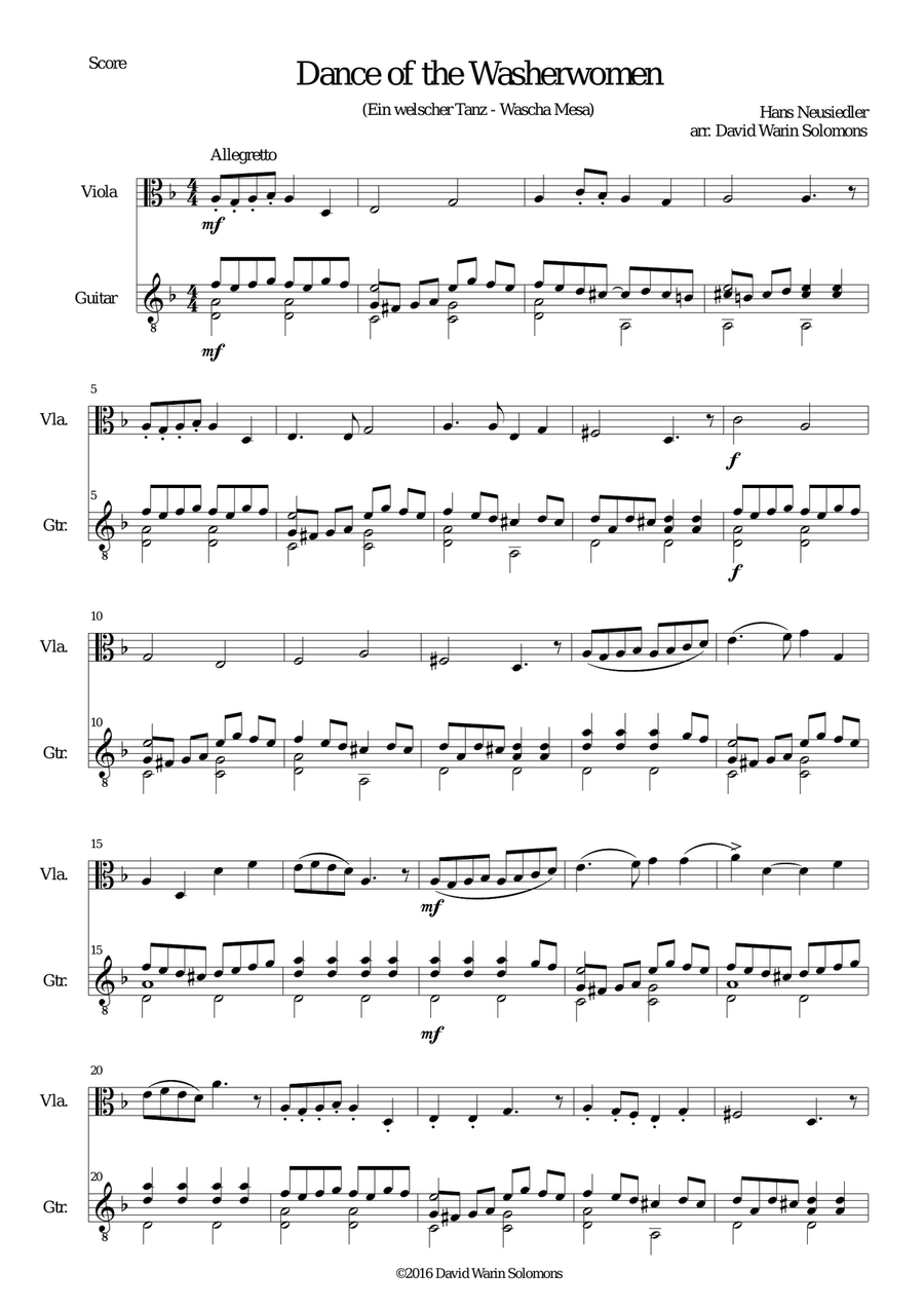 Dance of the washerwomen (with Hupfauf) for viola and guitar String Duet scores gallery preview page 1