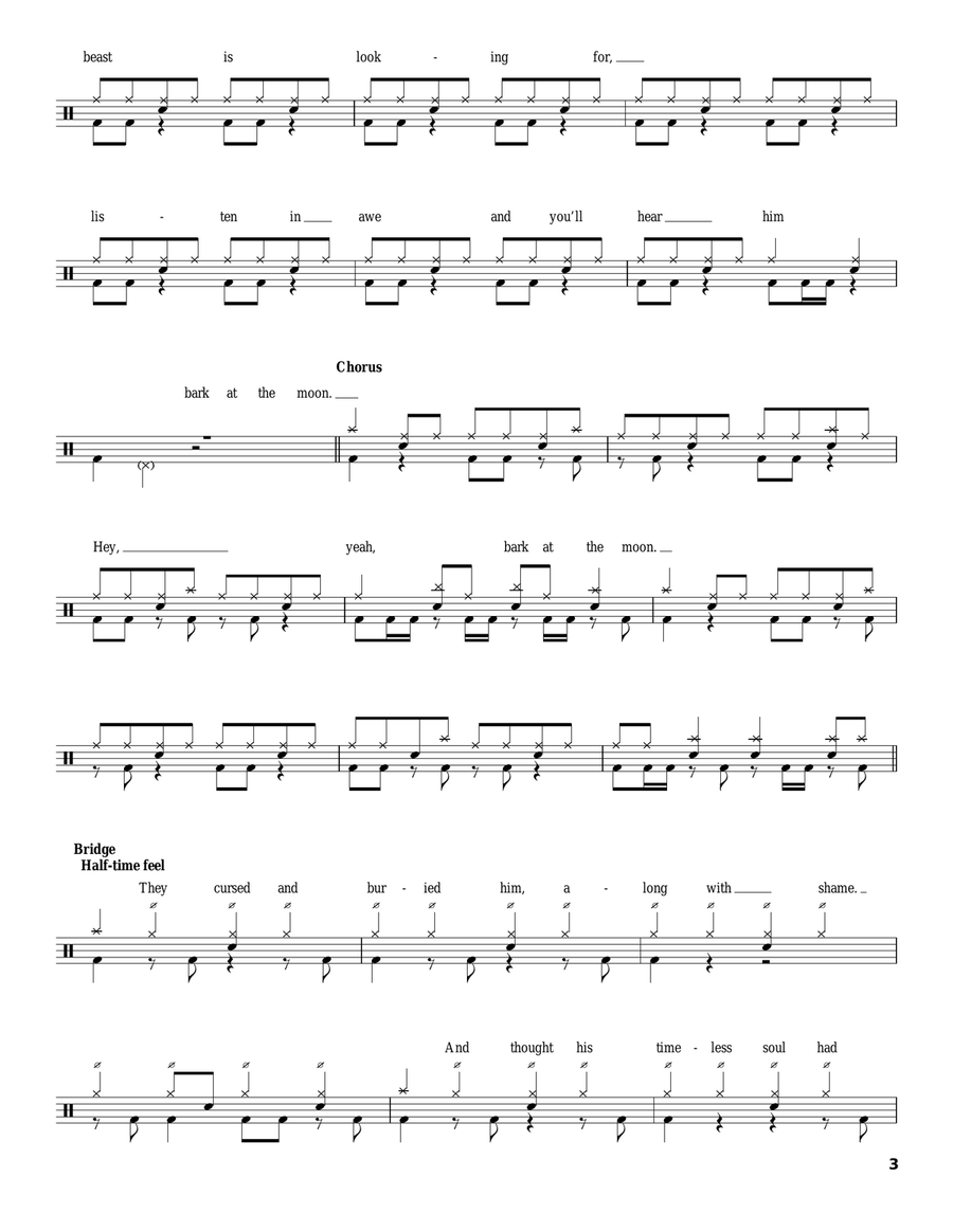 Bark At The Moon Drum Set scores gallery preview page 3