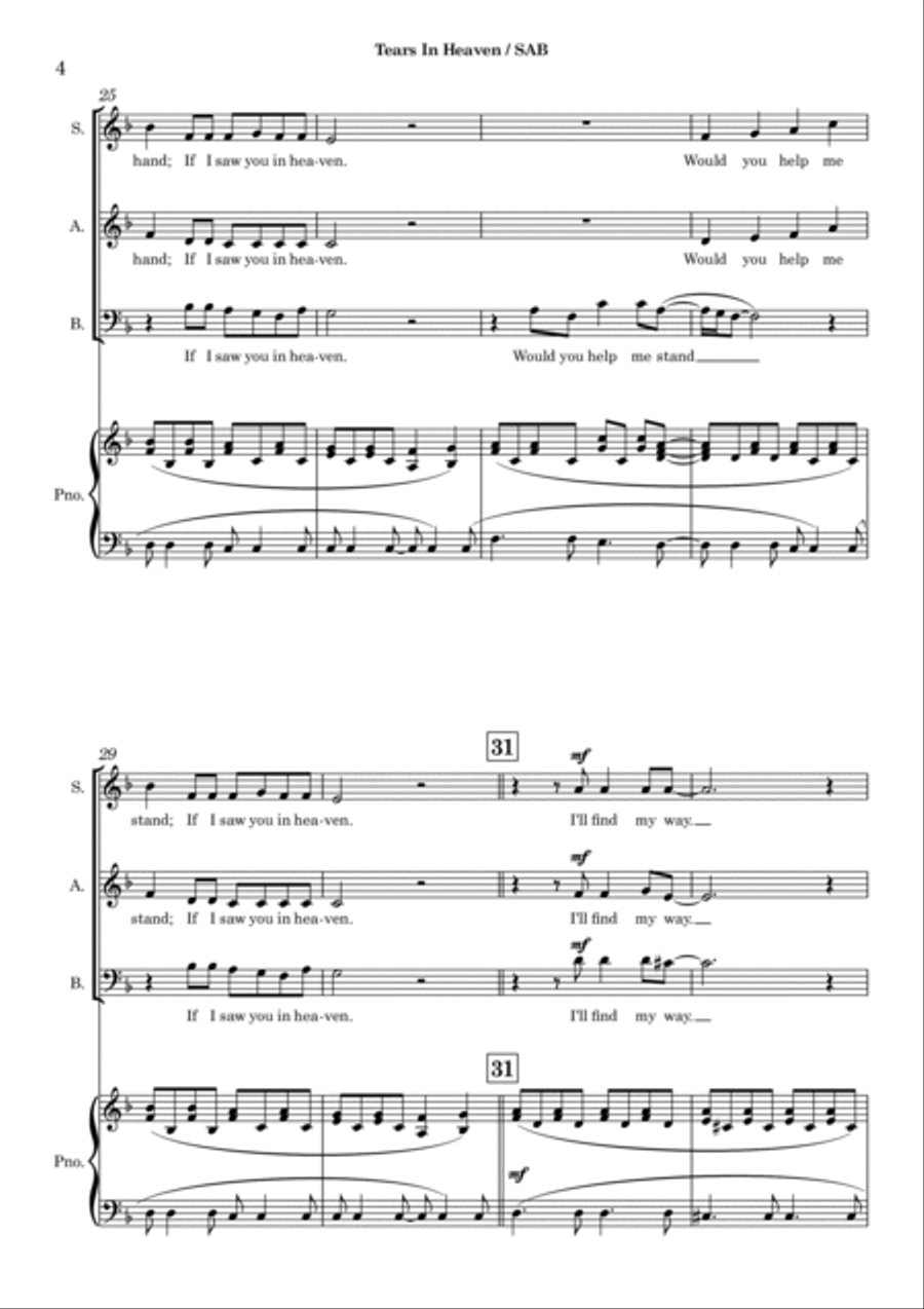 Tears In Heaven Tears In Heaven 3-Part scores gallery preview page 4