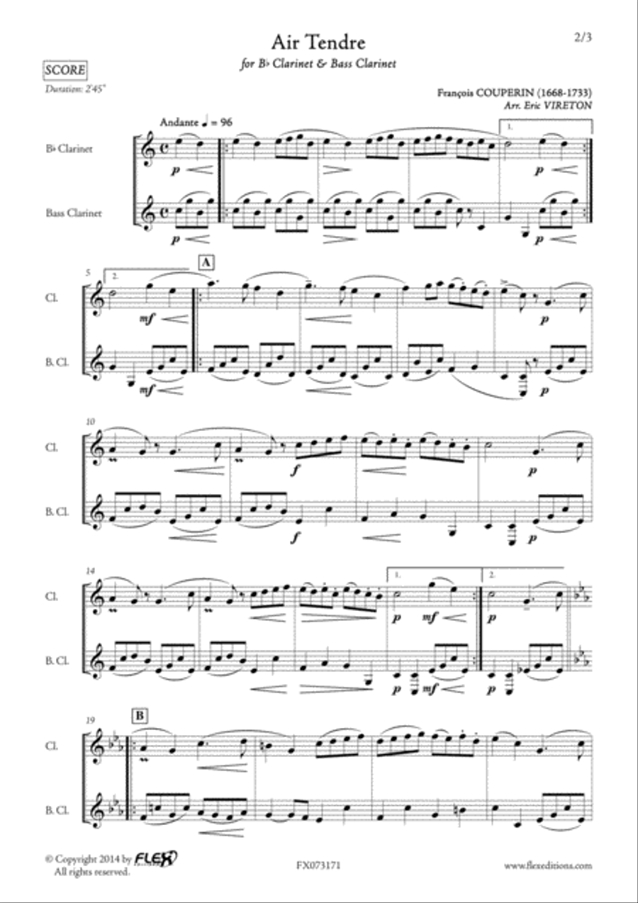 Air Tendre Clarinet Duet scores gallery preview page 2