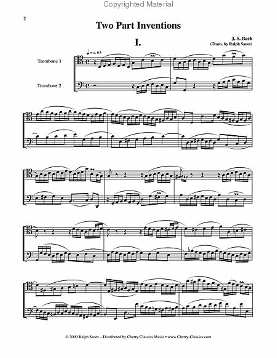 Two Part Inventions for two Trombones Trombone Duet scores gallery preview page 3
