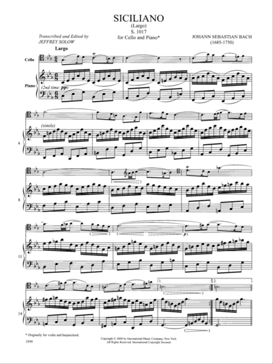 Siciliano (Largo), S. 1017 Piano Accompaniment scores gallery preview page 2