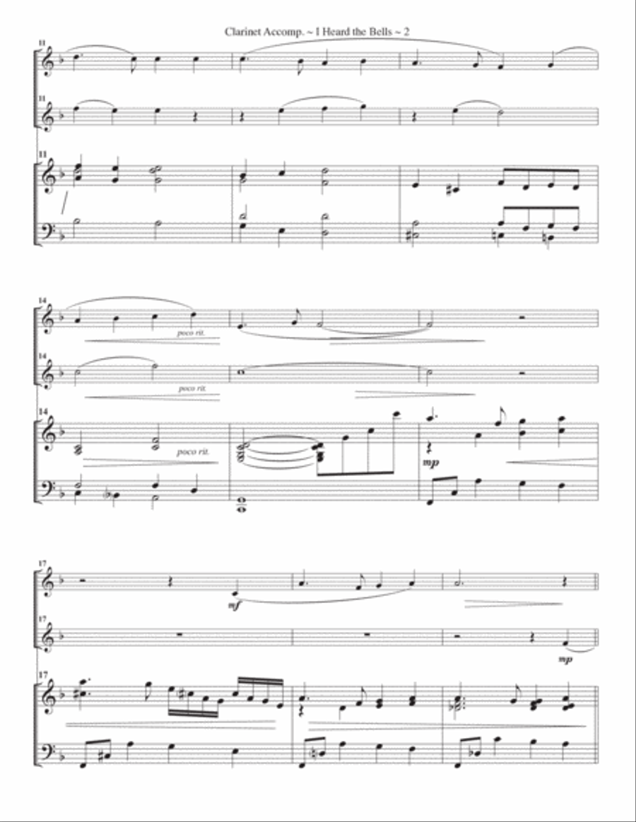 I Heard the Bells on Christmas Day - Clarinet solo (opt. duet) Clarinet Duet scores gallery preview page 4