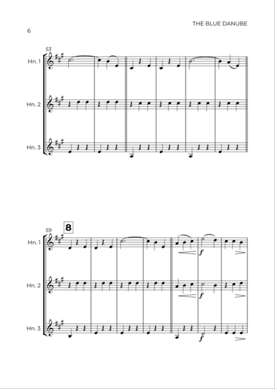 THE BLUE DANUBE - JOHANN STRAUSS - HORN TRIO Woodwind Trio scores gallery preview page 6