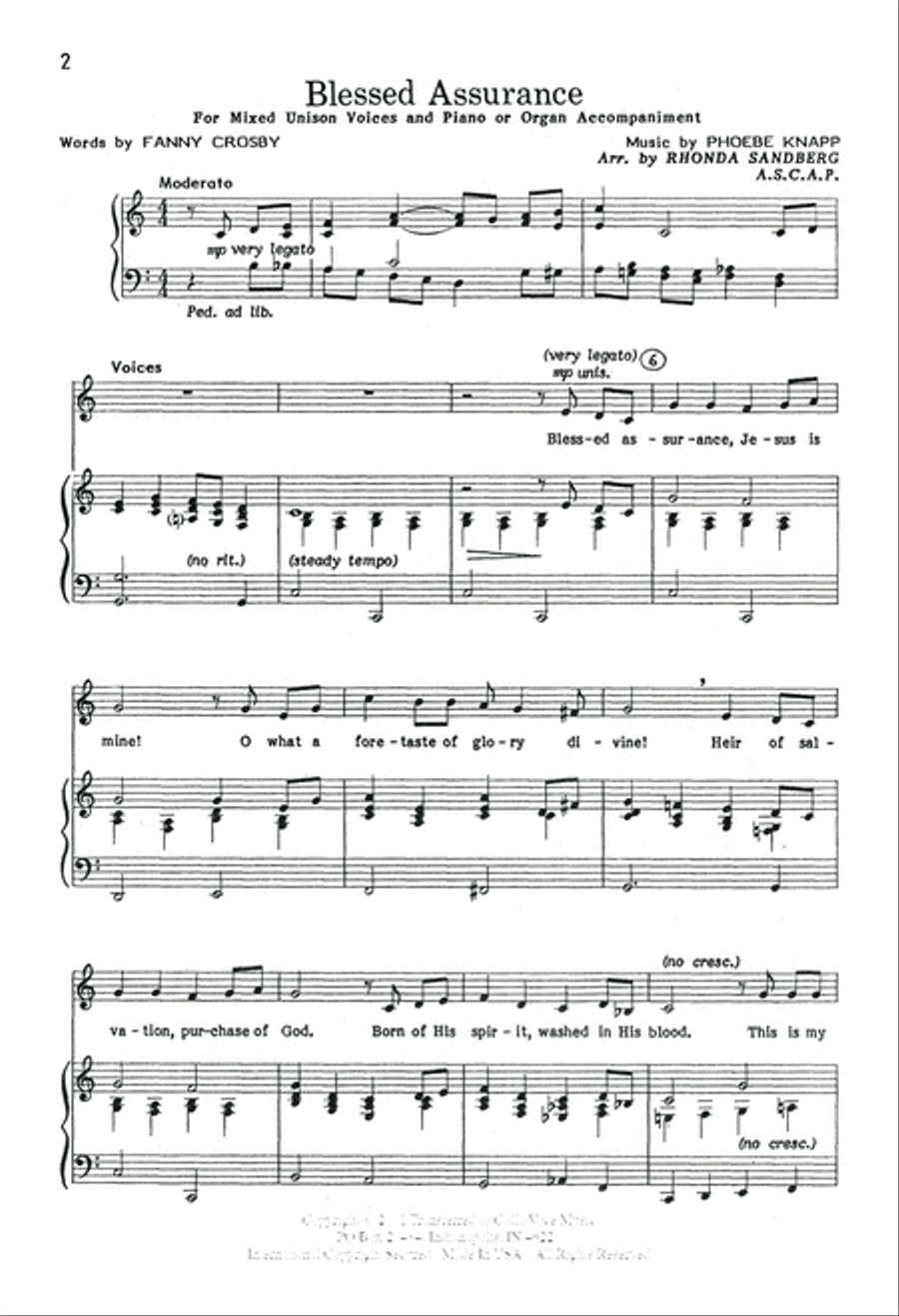 Blessed Assurance Unison Choir scores gallery preview page 2