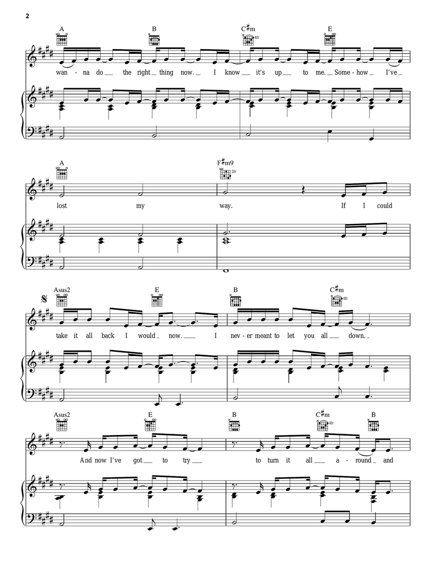 It's Not Too Late (from Camp Rock 2) Piano, Vocal, Guitar scores gallery preview page 2