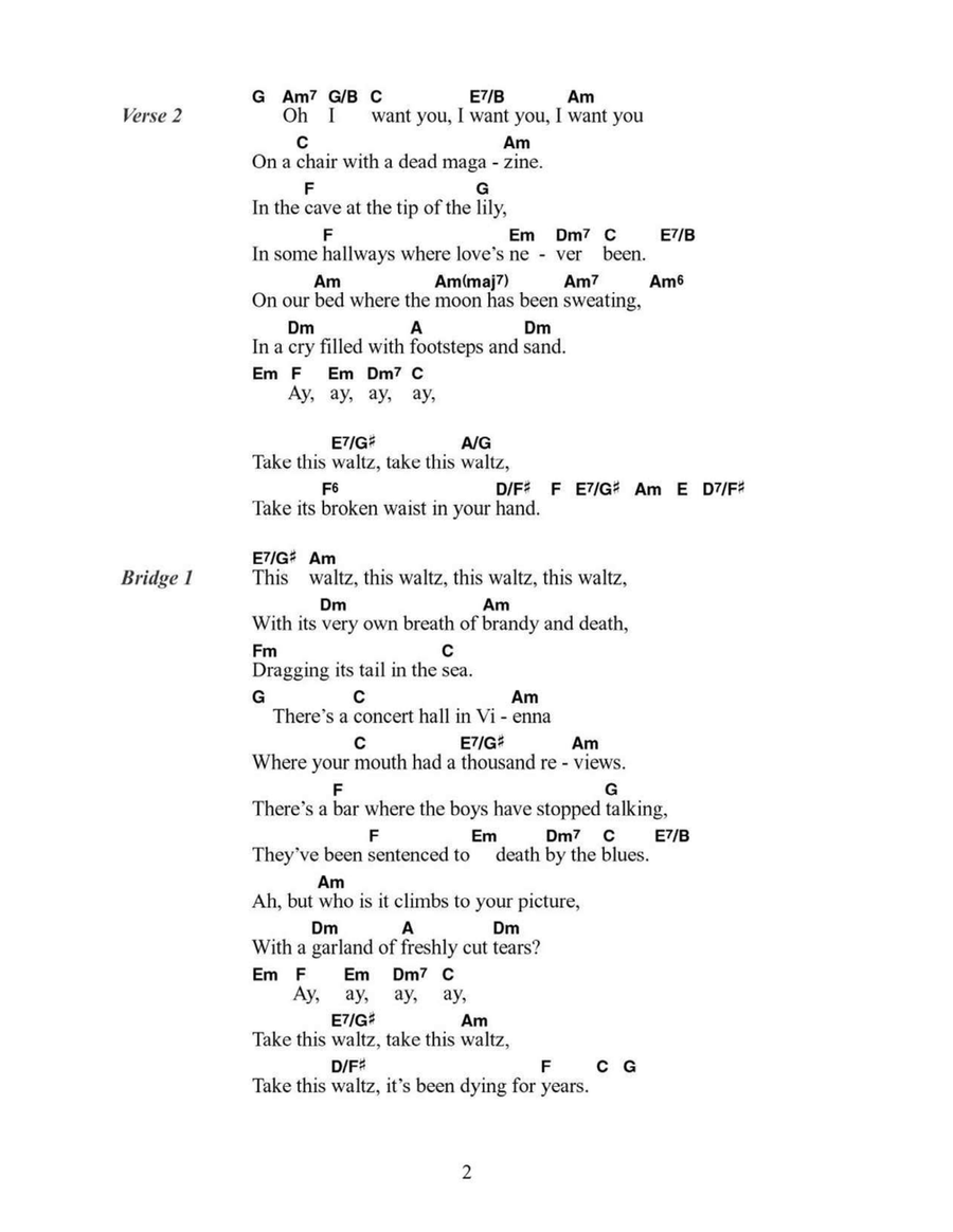 Take This Waltz Easy Guitar scores gallery preview page 2
