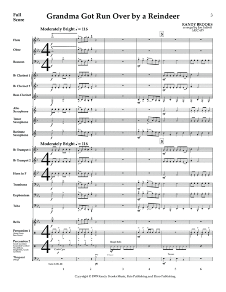 Grandma Got Run Over By A Reindeer Concert Band scores gallery preview page 5