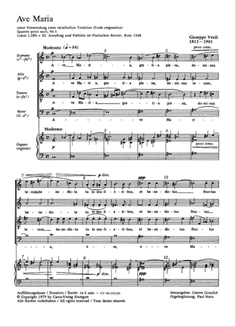 Ave Maria by Giuseppe Verdi 4-Part - Sheet Music