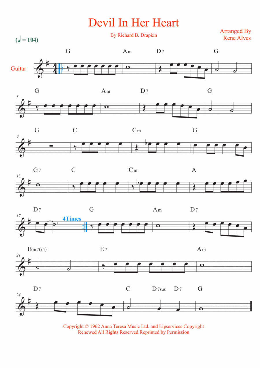 Devil In Her Heart Acoustic Guitar scores gallery preview page 1