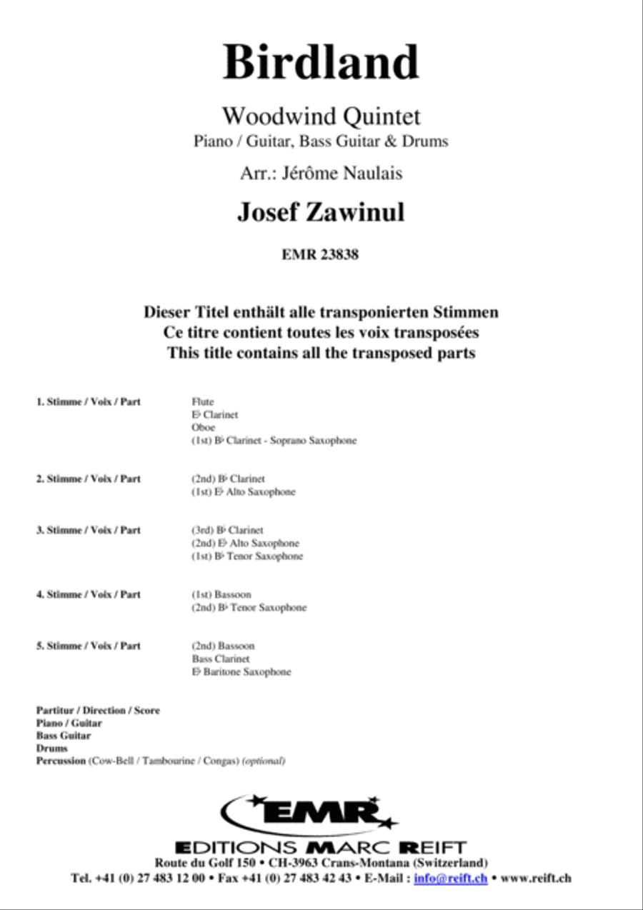 Birdland Birdland Woodwind Quintet scores gallery preview page 2