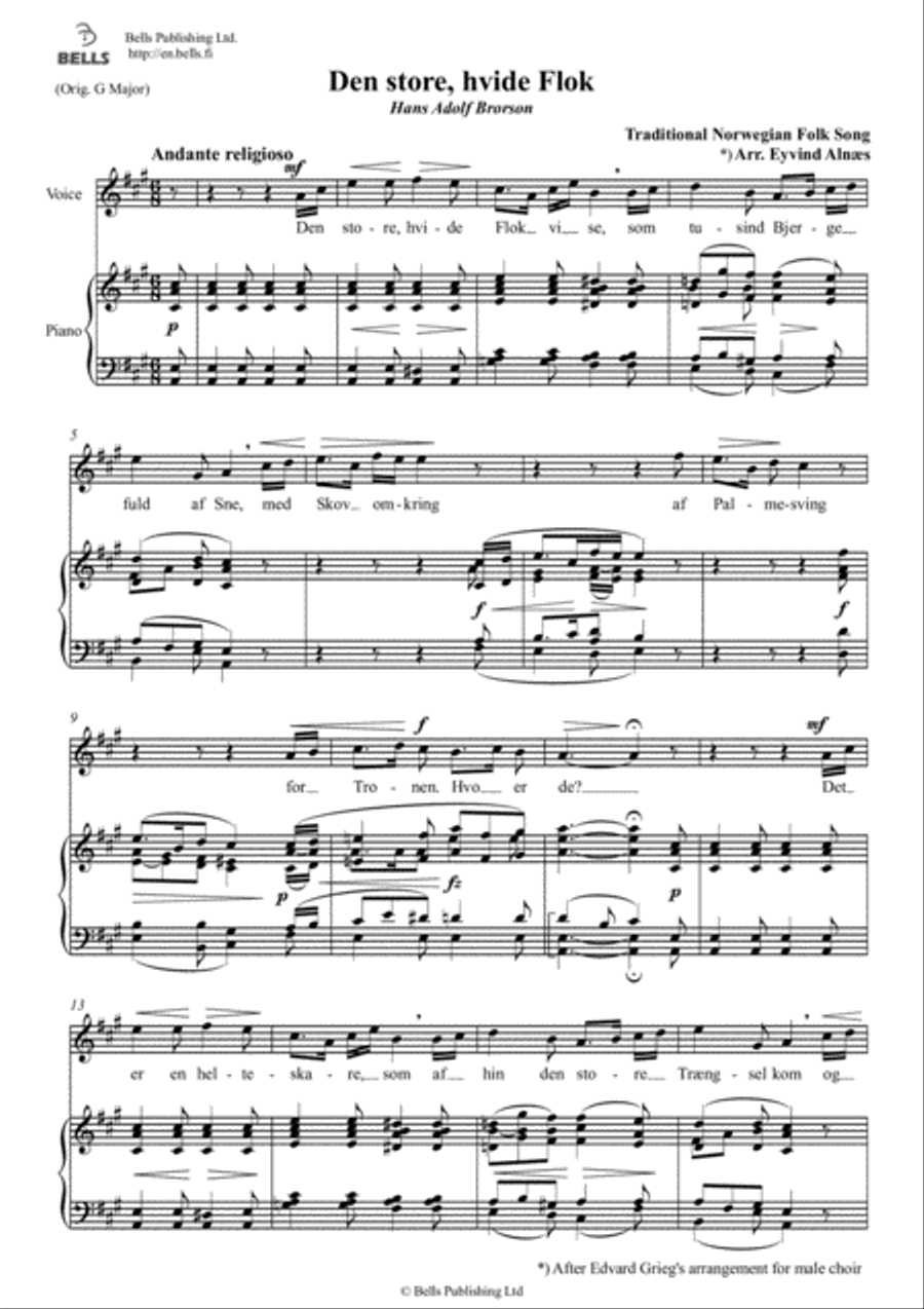 Den store, hvide Flok (Solo song) (A Major) Voice Solo scores gallery preview page 1
