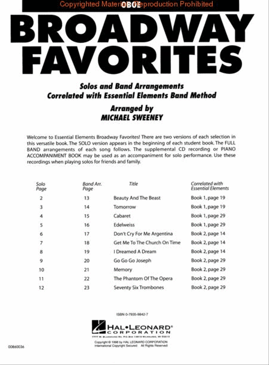 Essential Elements Broadway Favorites Concert Band Methods scores gallery preview page 2