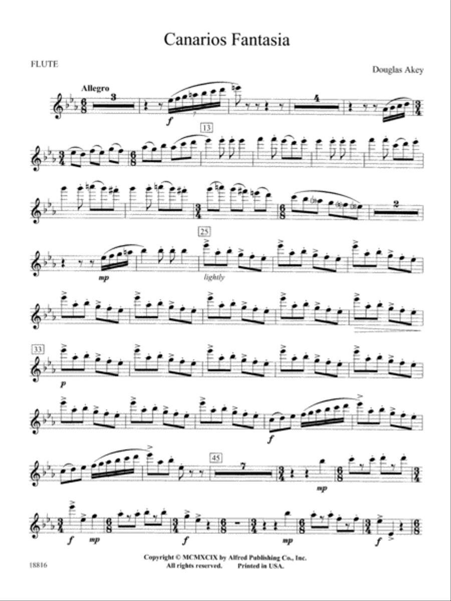 Canarios Fantasia: Flute Canarios Fantasia: Flute Concert Band scores gallery preview page 1