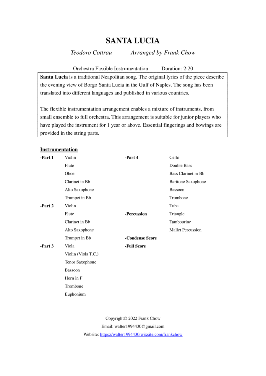 Santa Lucia (Orchestra/ Concert Band Flexible Instrumentation) Concert Band scores gallery preview page 1