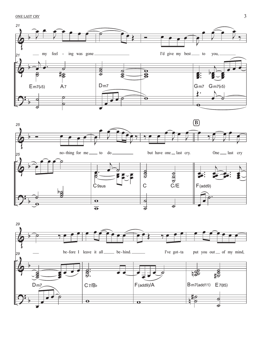 One Last Cry Piano, Vocal scores gallery preview page 3