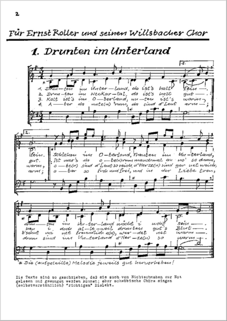 Drunten im Unterland. Sechs schwabische Volkslieder Choir scores gallery preview page 14