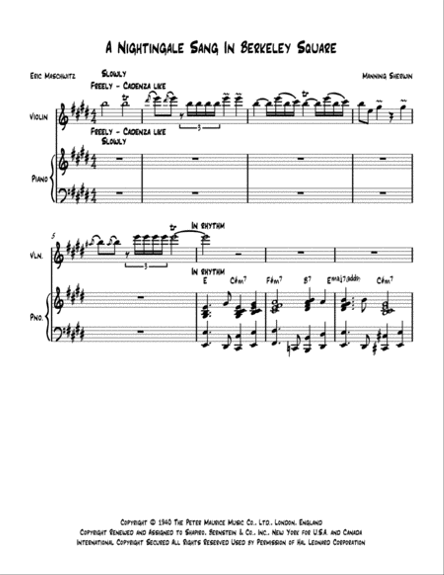 A Nightingale Sang In Berkeley Square Violin Solo scores gallery preview page 2
