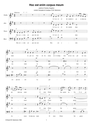 Hoc est enim corpus meum (French version) for SATB choir