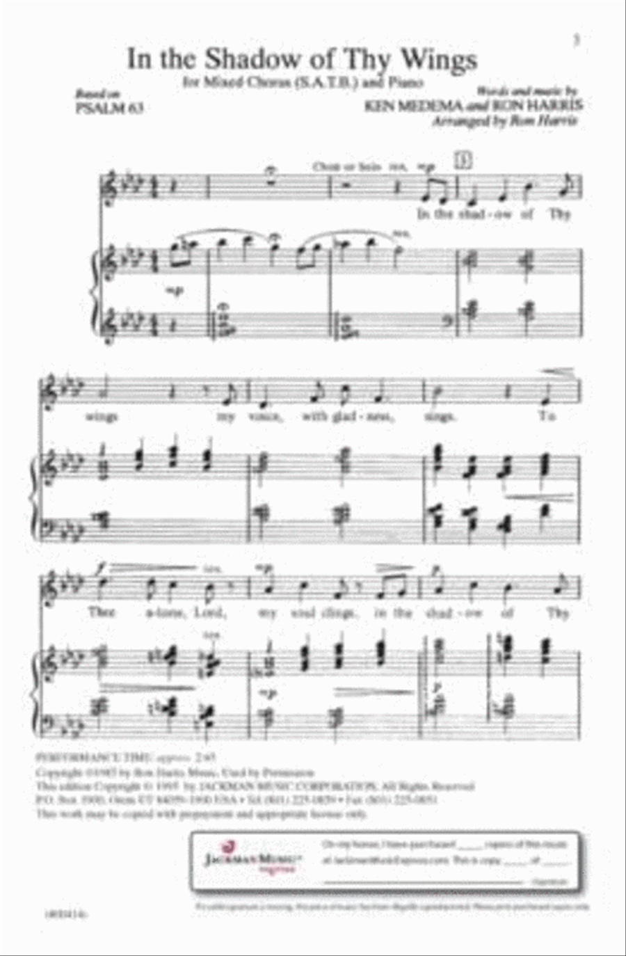 In the Shadow of Thy Wings - SATB 4-Part scores gallery preview page 2