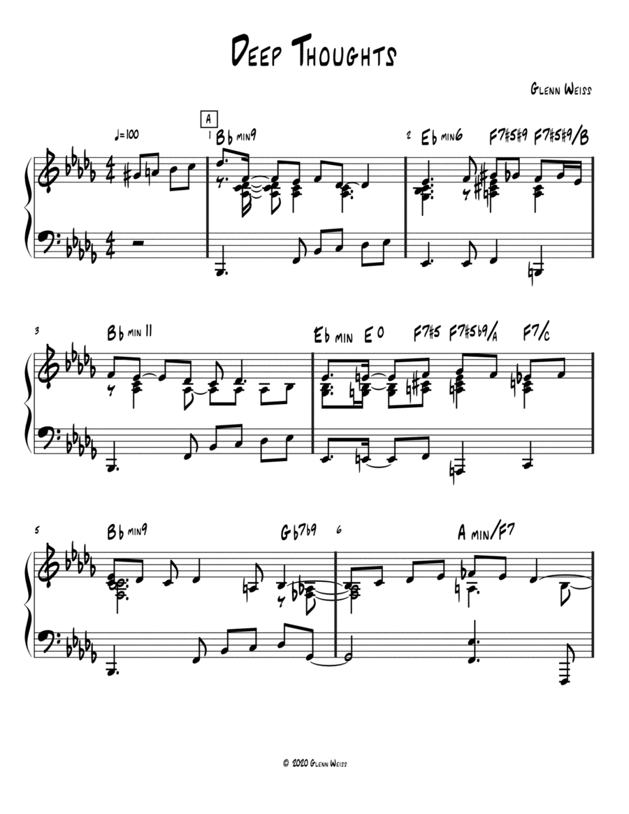 Deep Thoughts Piano Solo scores gallery preview page 1