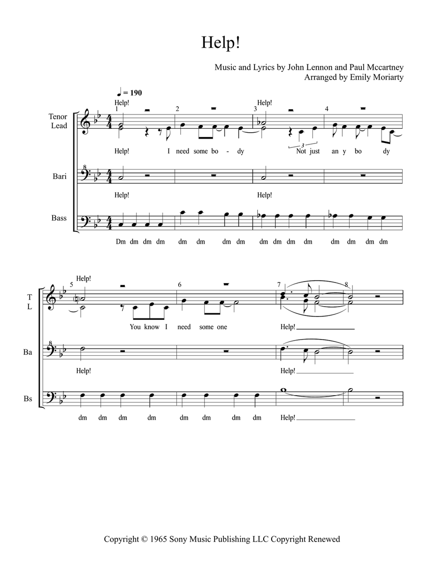 Help! 4-Part scores gallery preview page 1