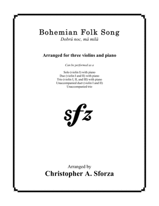 Bohemian Folk Song, for three violins and piano
