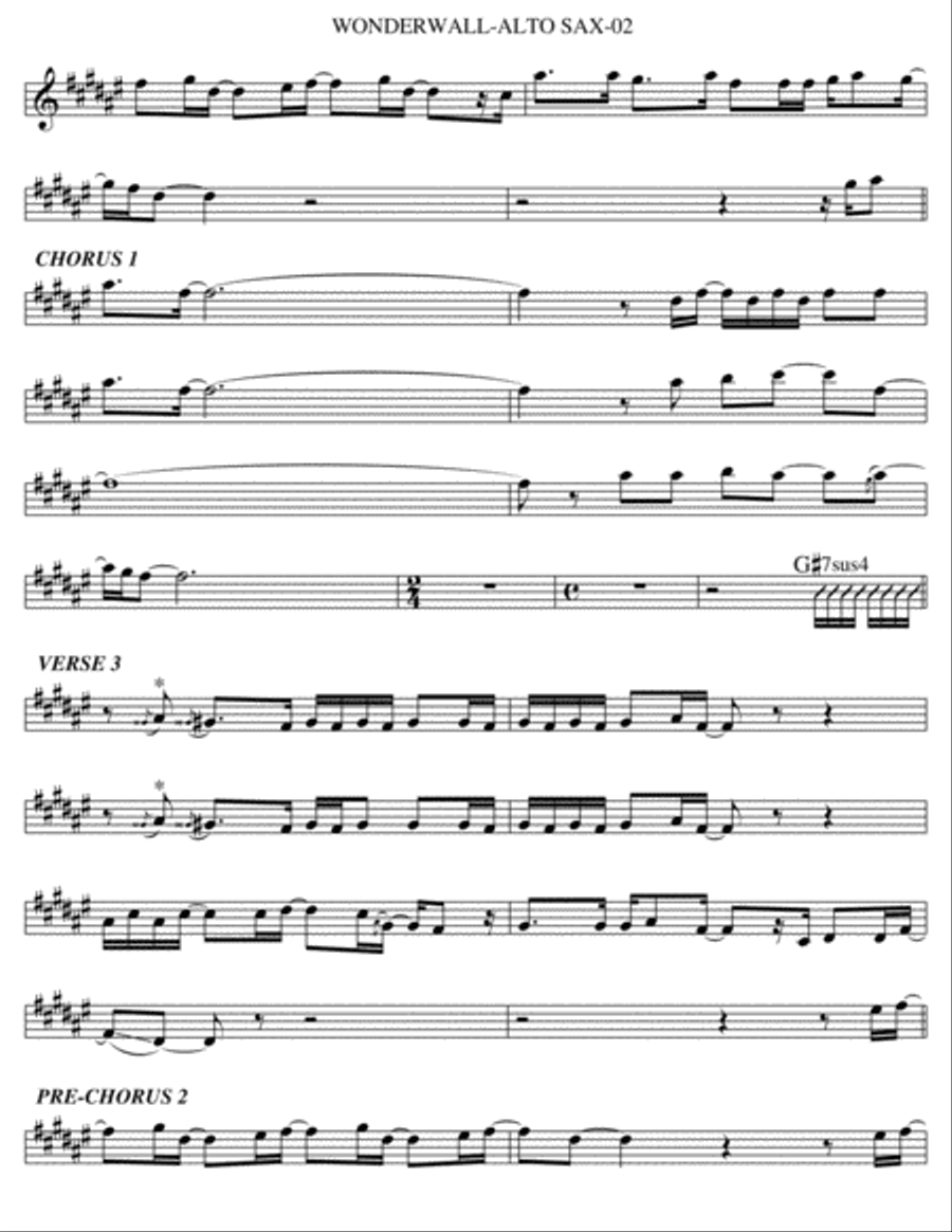 Wonderwall Alto Saxophone scores gallery preview page 2