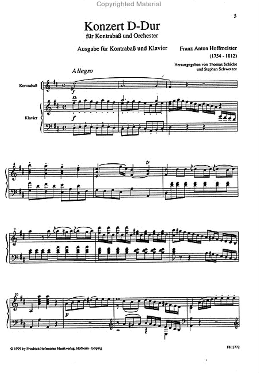 Konzert Nr. 1 für Kontrabass und Orchester (mit Solovioline) /KlA Orchestra scores gallery preview page 2