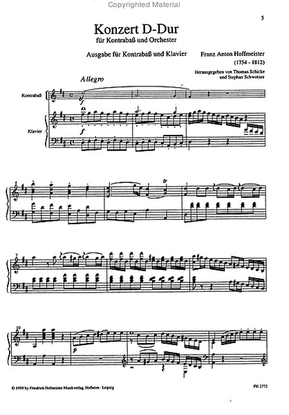 Konzert Nr. 1 fur Kontrabass und Orchester (mit Solovioline) /KlA