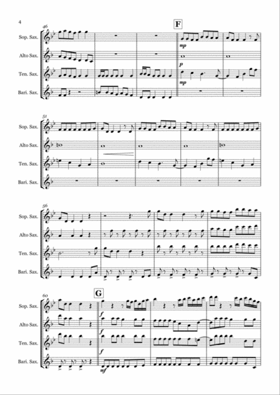 Telephone (feat. Beyonce) Saxophone Quartet scores gallery preview page 4