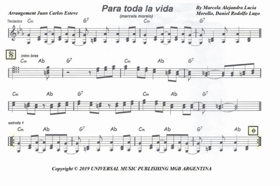 Para Toda La Vida Easy Piano scores gallery preview page 1