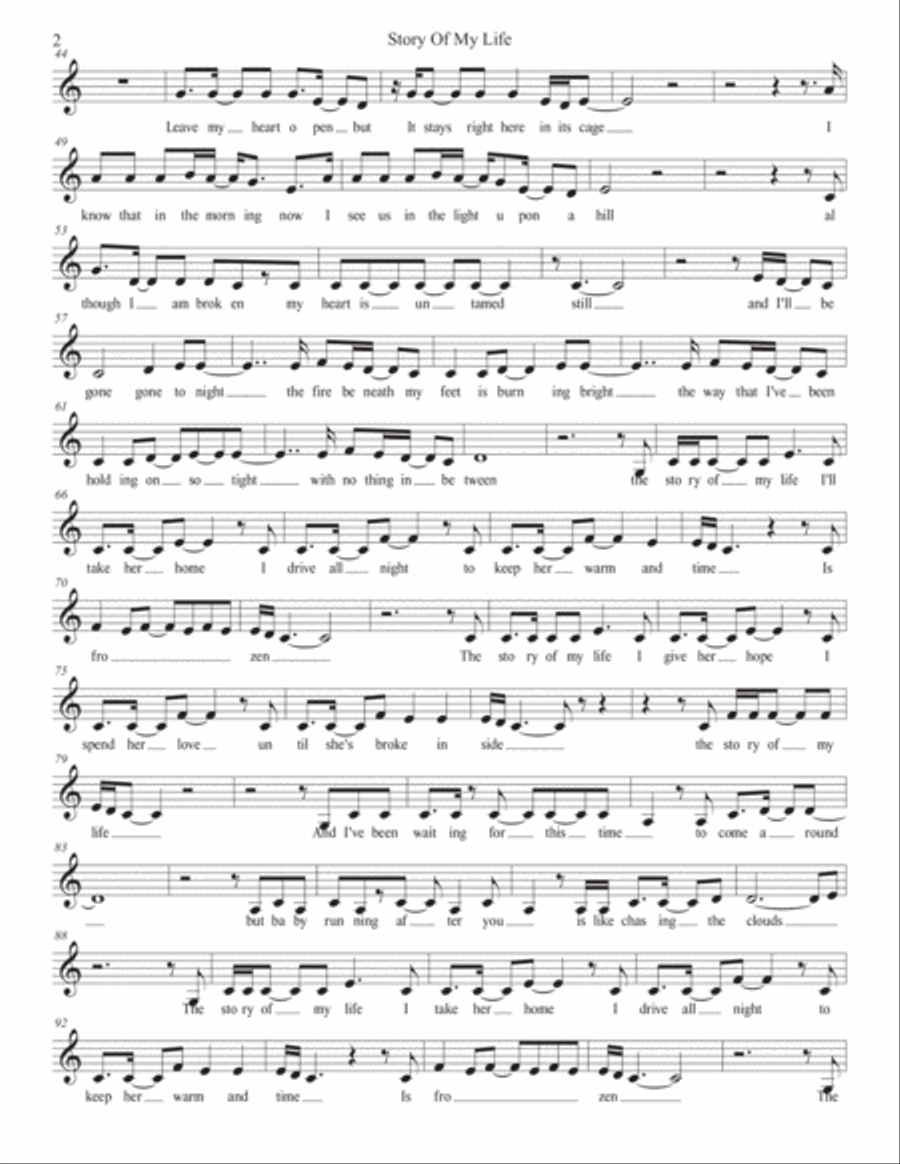Story Of My Life Horn Solo scores gallery preview page 2