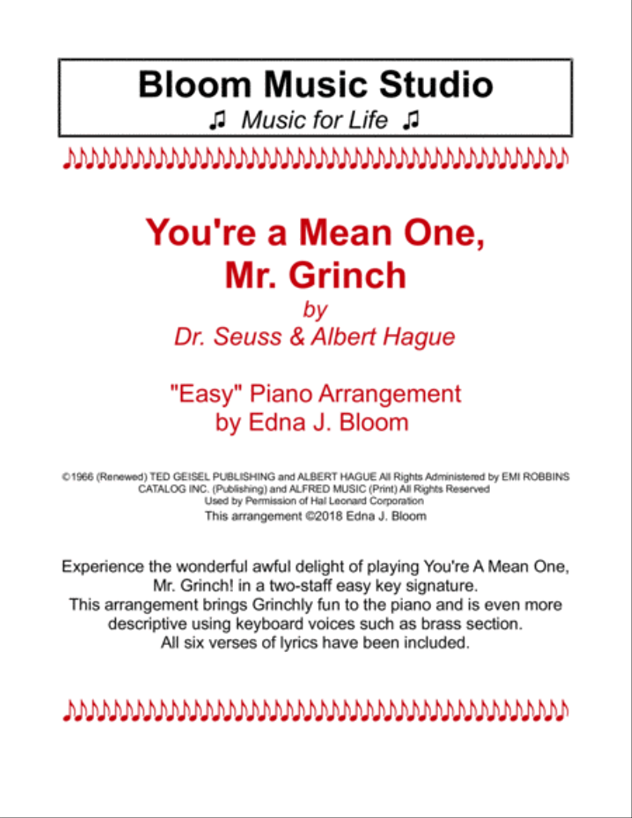 You're A Mean One, Mr. Grinch Voice scores gallery preview page 1
