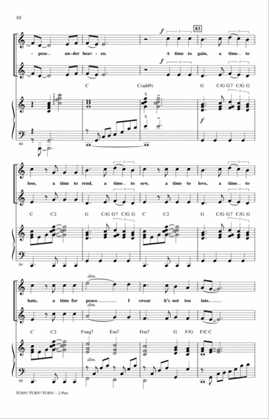 Turn! Turn! Turn! (To Everything There Is A Season) (arr. Roger Emerson) 2-Part scores gallery preview page 8