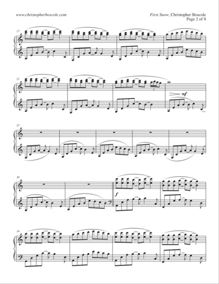 First Snow - Piano Solo by Christopher Boscole Piano Solo scores gallery preview page 2
