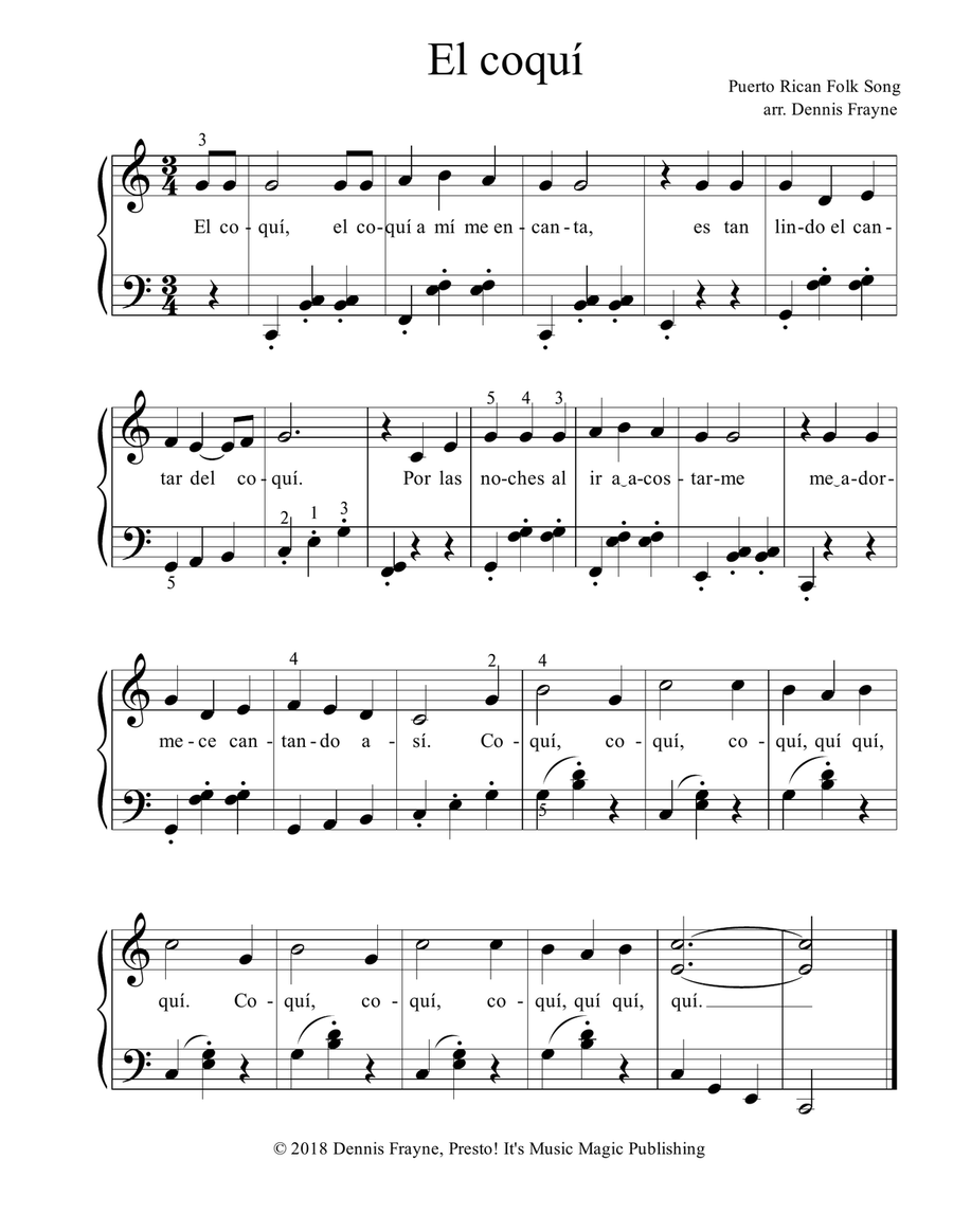 El coquí Piano, Vocal scores gallery preview page 1