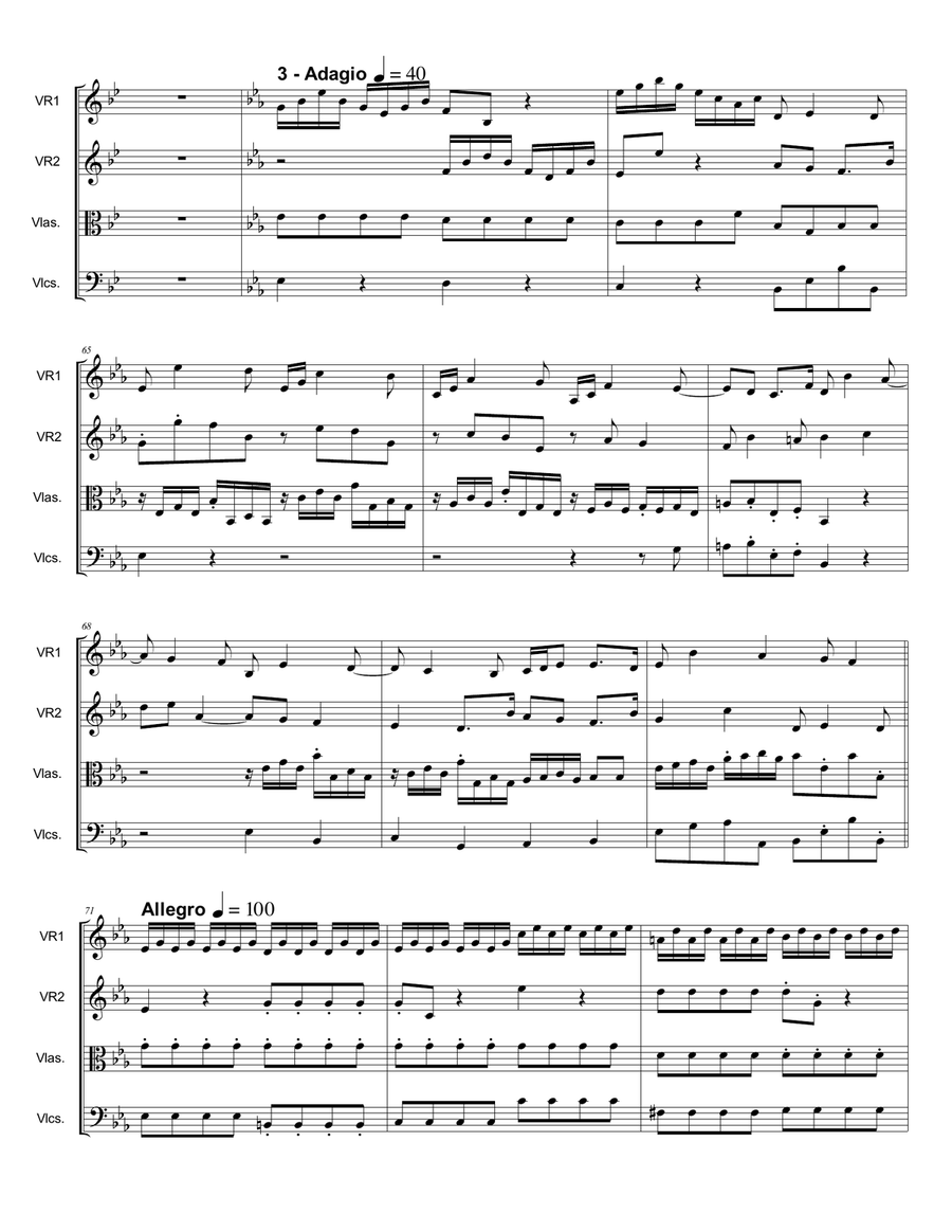 CHRISTMAS CONCERTO - Corelli - Op. 6 N. 8 - Arr. for String Quartet - With parts String Quartet scores gallery preview page 5
