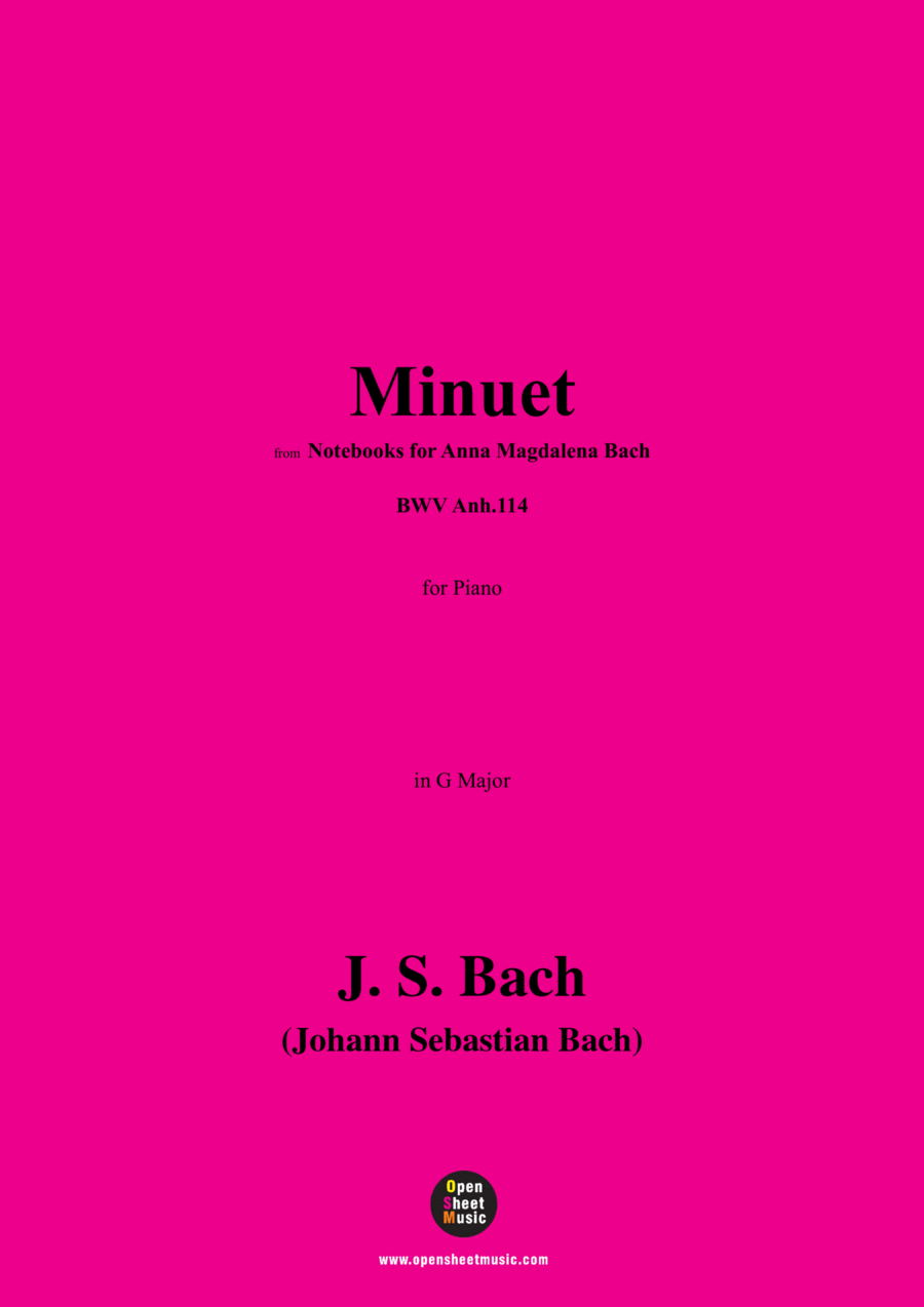 J. S. Bach-Minuet,in G Major,BWV Anh.114 Piano Solo scores gallery preview page 1
