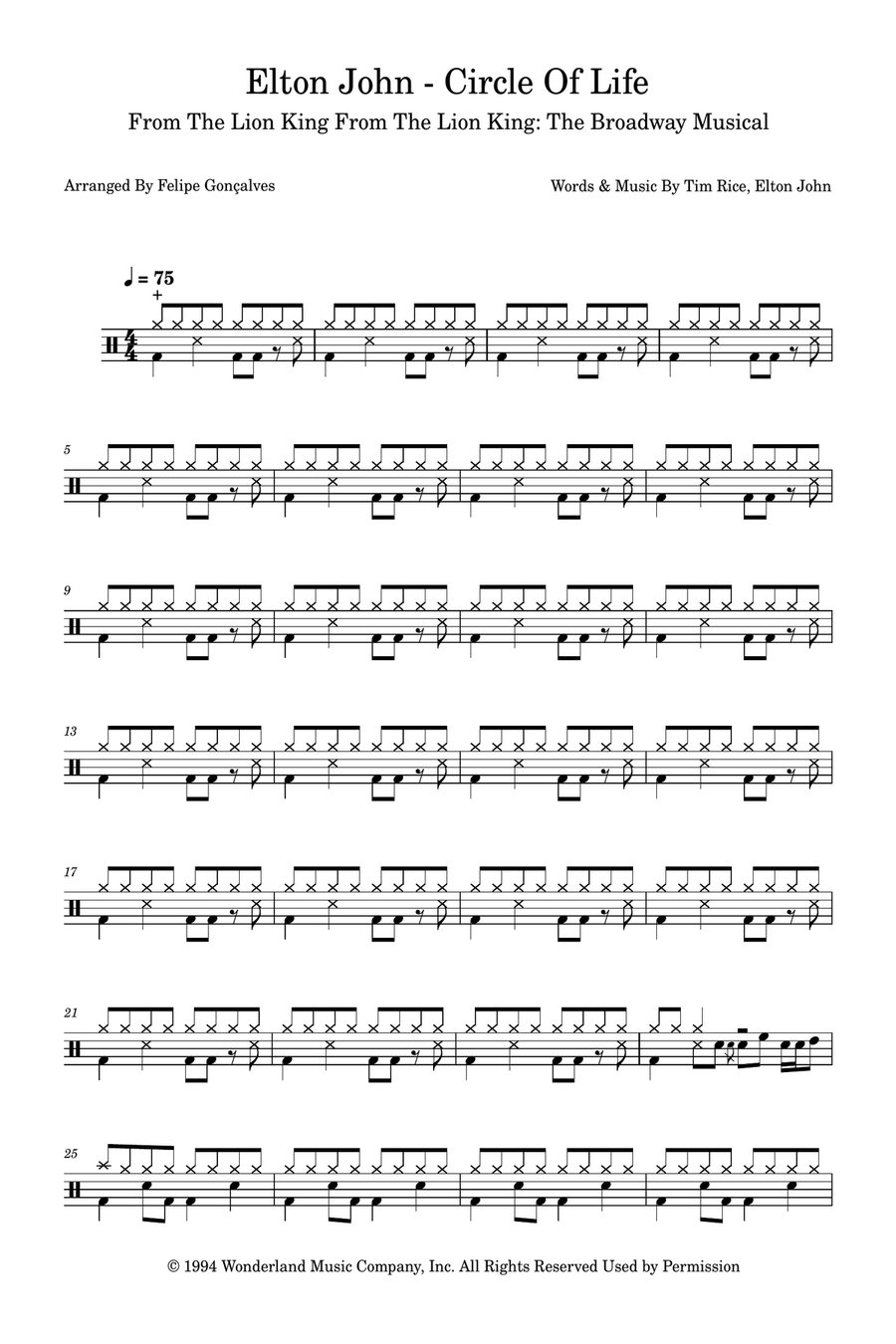 Circle Of Life Drum Set scores gallery preview page 1