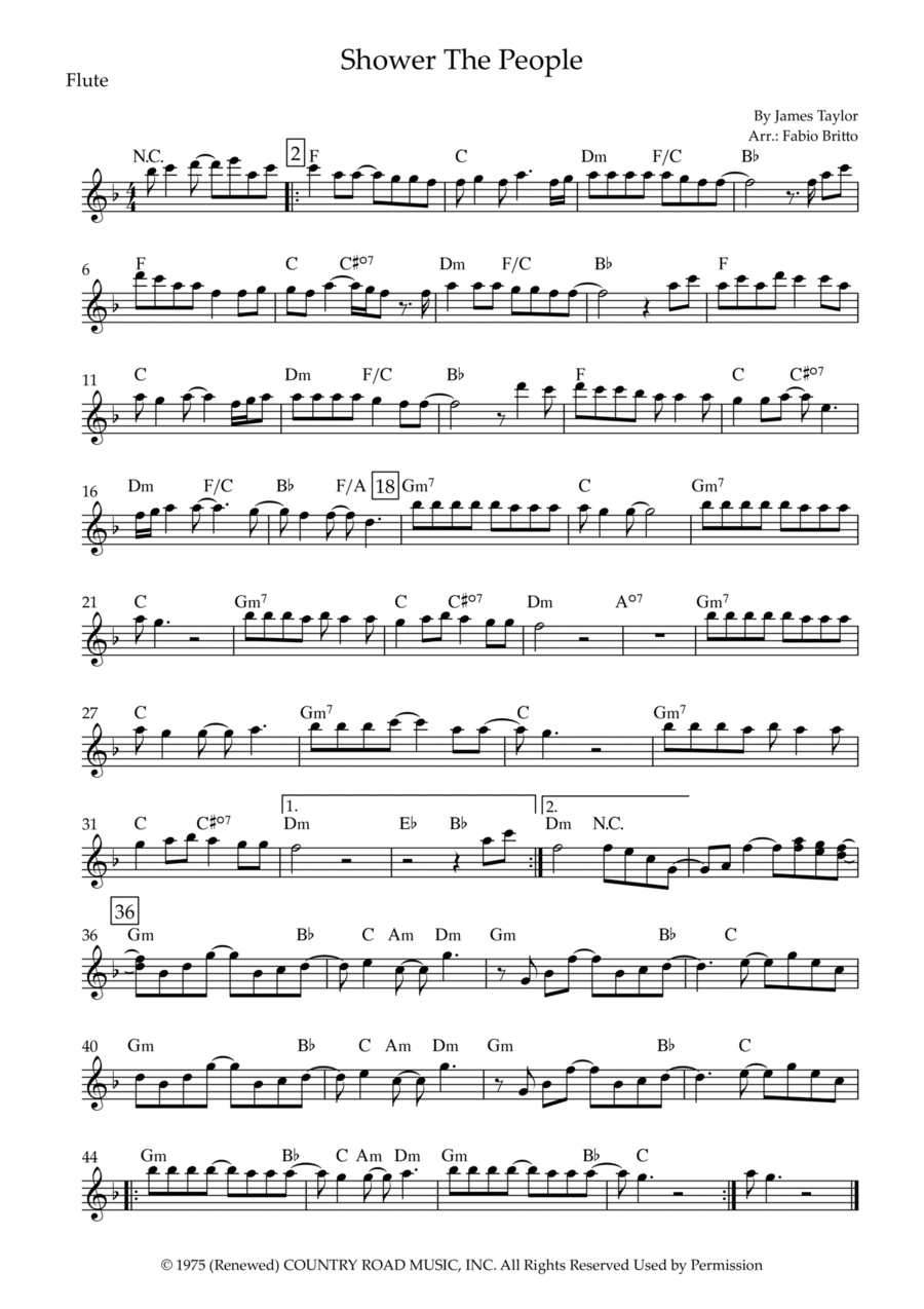 Shower The People Shower The People Flute Solo scores gallery preview page 1