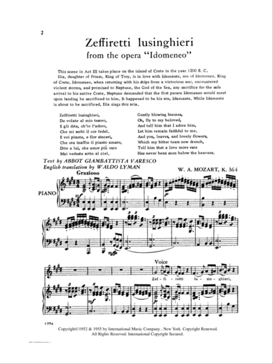 Zeffiretti, Lusinghieri From Idomeneo (I. & E.) Soprano Voice scores gallery preview page 2