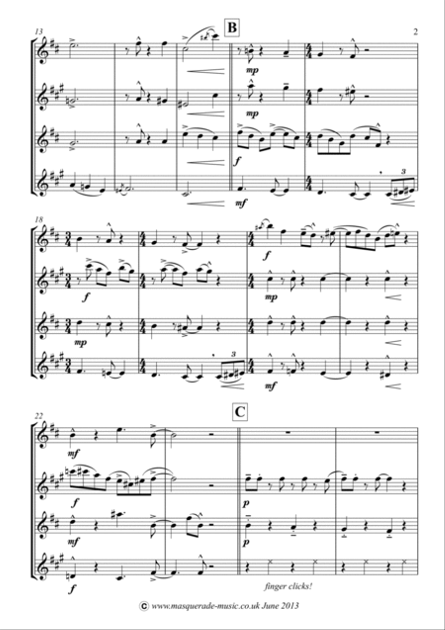 Saxofrolic (SATB Saxophone Quartet) Saxophone Quartet scores gallery preview page 3