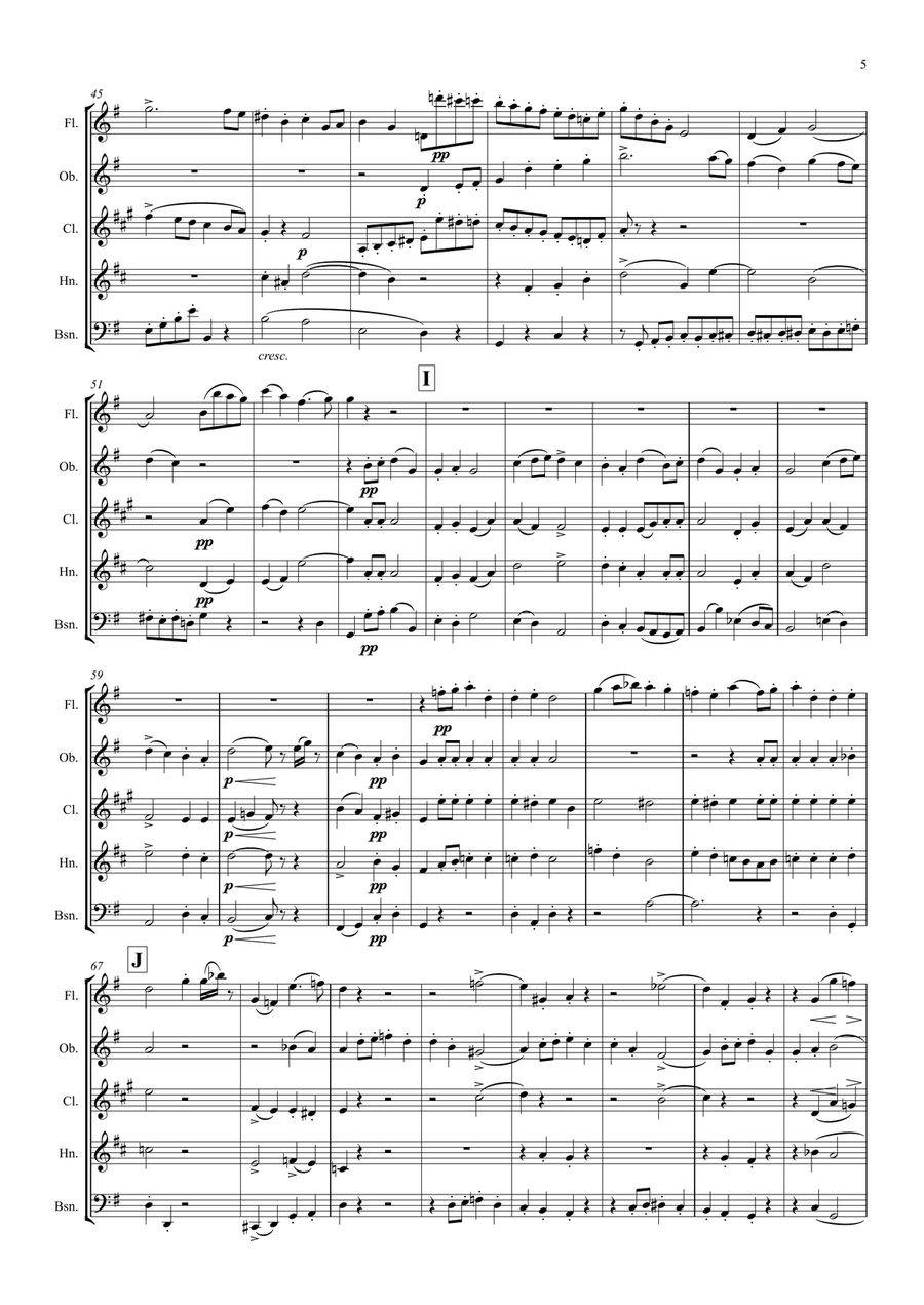 Elgar: Four Dances for Wind Quintet - wind quintet Woodwind Quintet scores gallery preview page 5