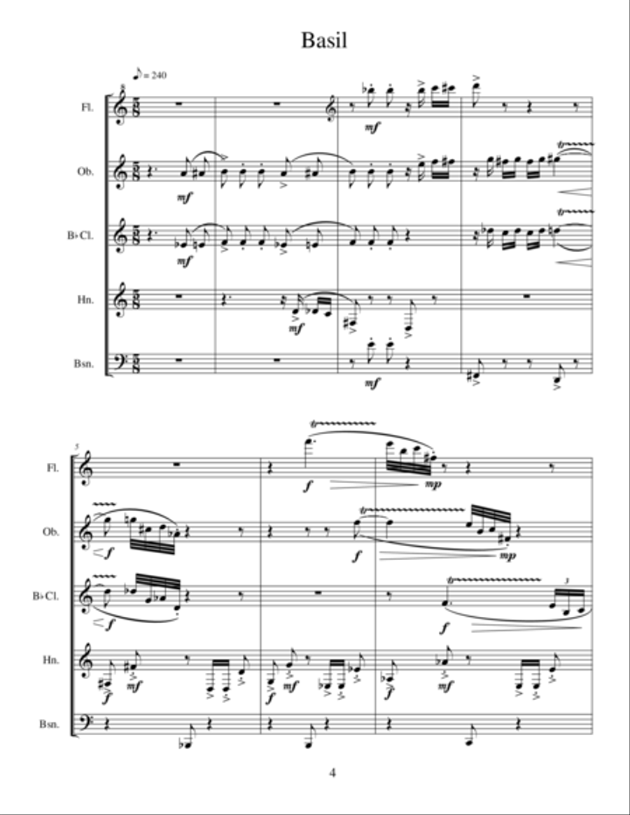Ingredients in a Sauce Woodwind Quintet scores gallery preview page 3