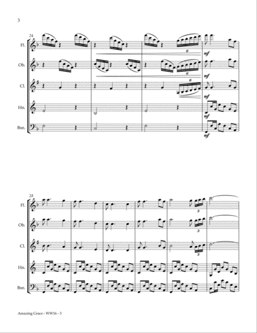 Amazing Grace Amazing Grace Woodwind Quintet scores gallery preview page 4